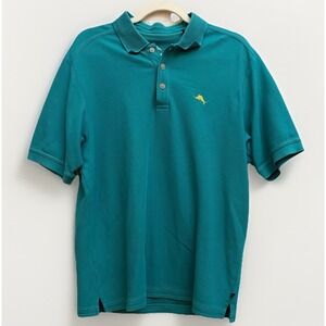 Tommy Bahama Polo Shirt Mens M Teal Supima Cotton Coastal Golf S/S Preppy